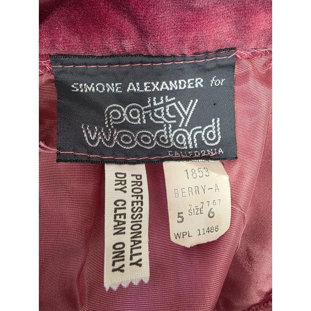 Vintage Patty Woodard Velvet Skirt Jr Sz 5/6 Mauve Pink Lined High Waist Midi - Picture 4 of 8